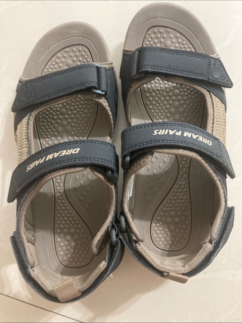 Dream Pairs Kids Taupe & Charcoal Adjustable Strap Sandals